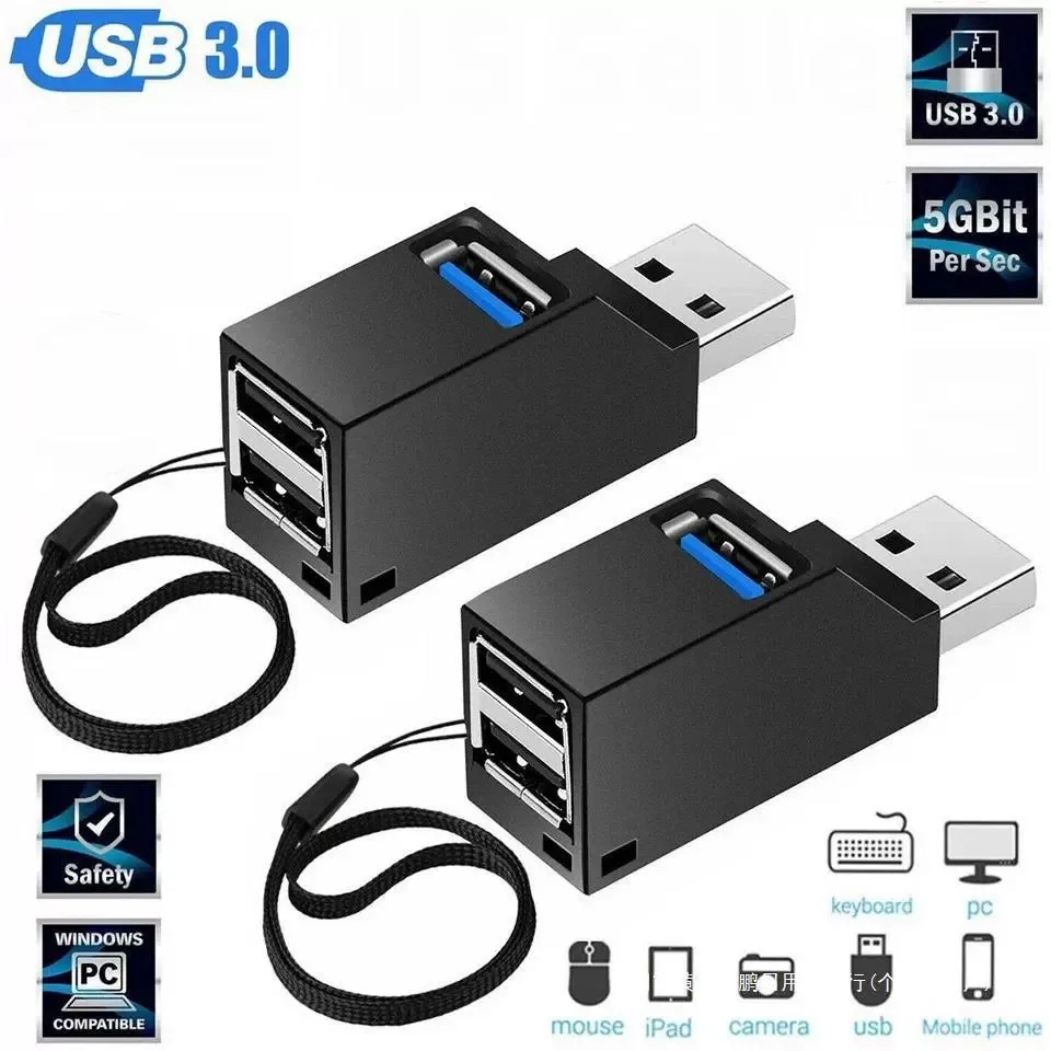 Mini USB 3.0/2.0 HUB Adapter Extender Splitter Box 1 to 3 Ports High Speed For PC Laptop U Disk Card Reader