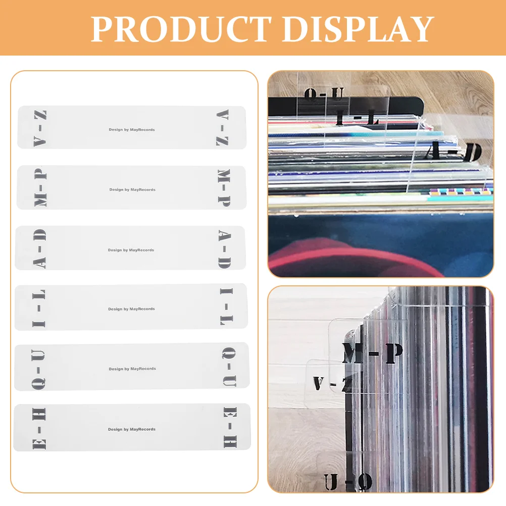 Imagem -03 - Divisores de Mídia Etiquetas de Classificação de Álbum de Registro Alfabético Cartão de Índice de Discos de Vinil para Armazenamento de Prateleira de cd Acrílico 12 Peças
