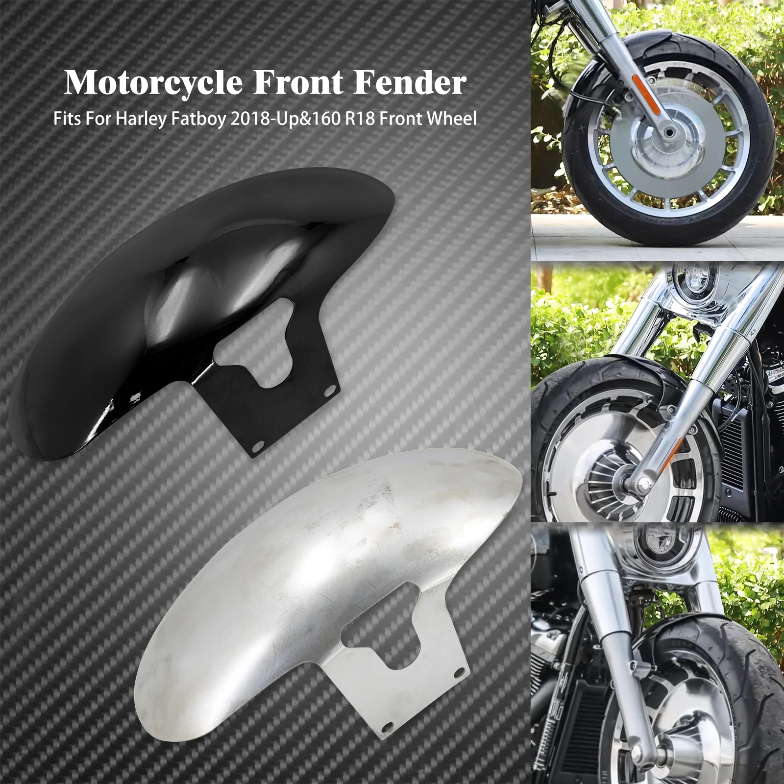 

Motorcycle Front Fender Iron Gloss Black/Unpainted Mudguard Cover For Harley Softail Fatboy FLFB 2018-23 For 160 R18 Front Wheel