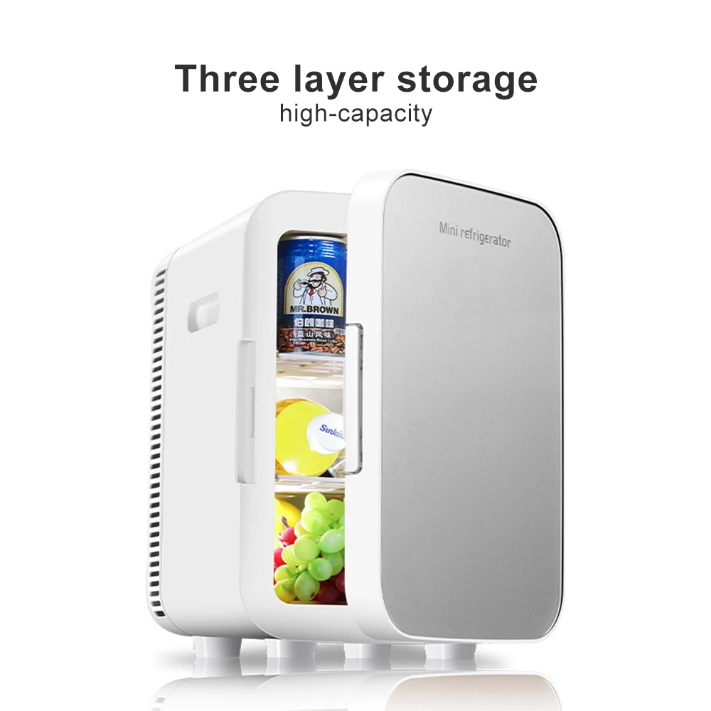 15L Car Home Mini Refrigerator Dual Core Freeze Heating AC/DC 12V/220V Camping Food Fruit Storage Travel Winter keep Warm Box