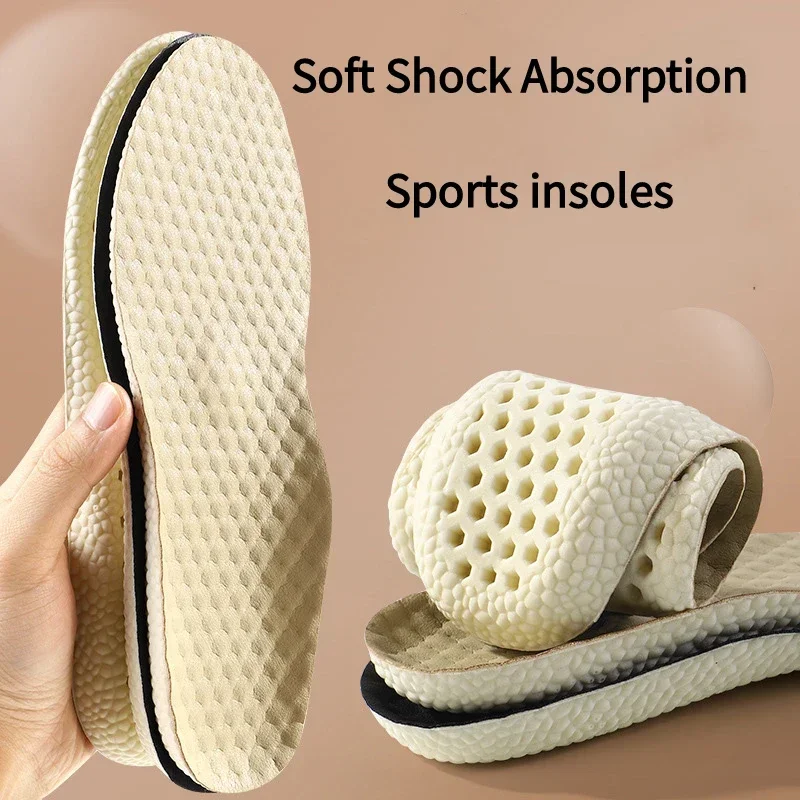 1Pair Unisex Basketball Sports Insoles Breathable Sweat-Absorbent Comfortable Soft Sole Shock-Absorbing for Men & Women