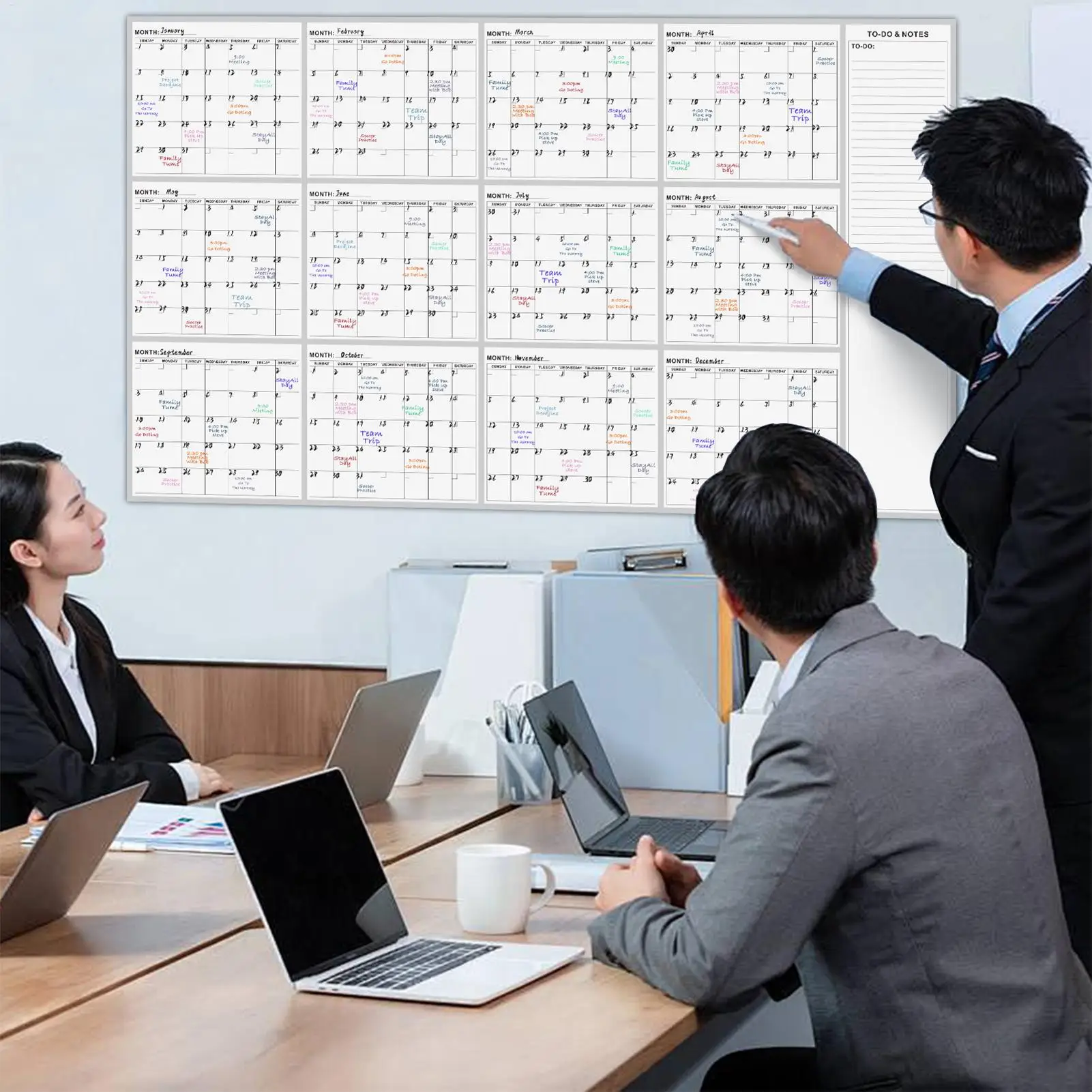 Dry Erase Calendar Erasable Reusable Yearly Blank Planner Wall Calendar for School Office Home Dorm Students