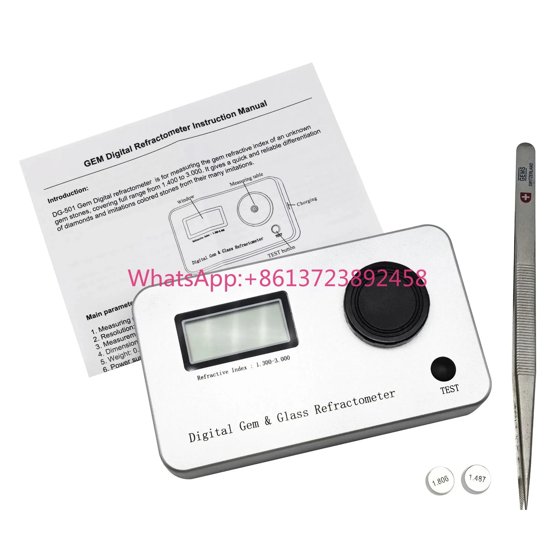 Type-C Rechargeable Digital Gem Refractometer Jewelry Gemstone RI Tester