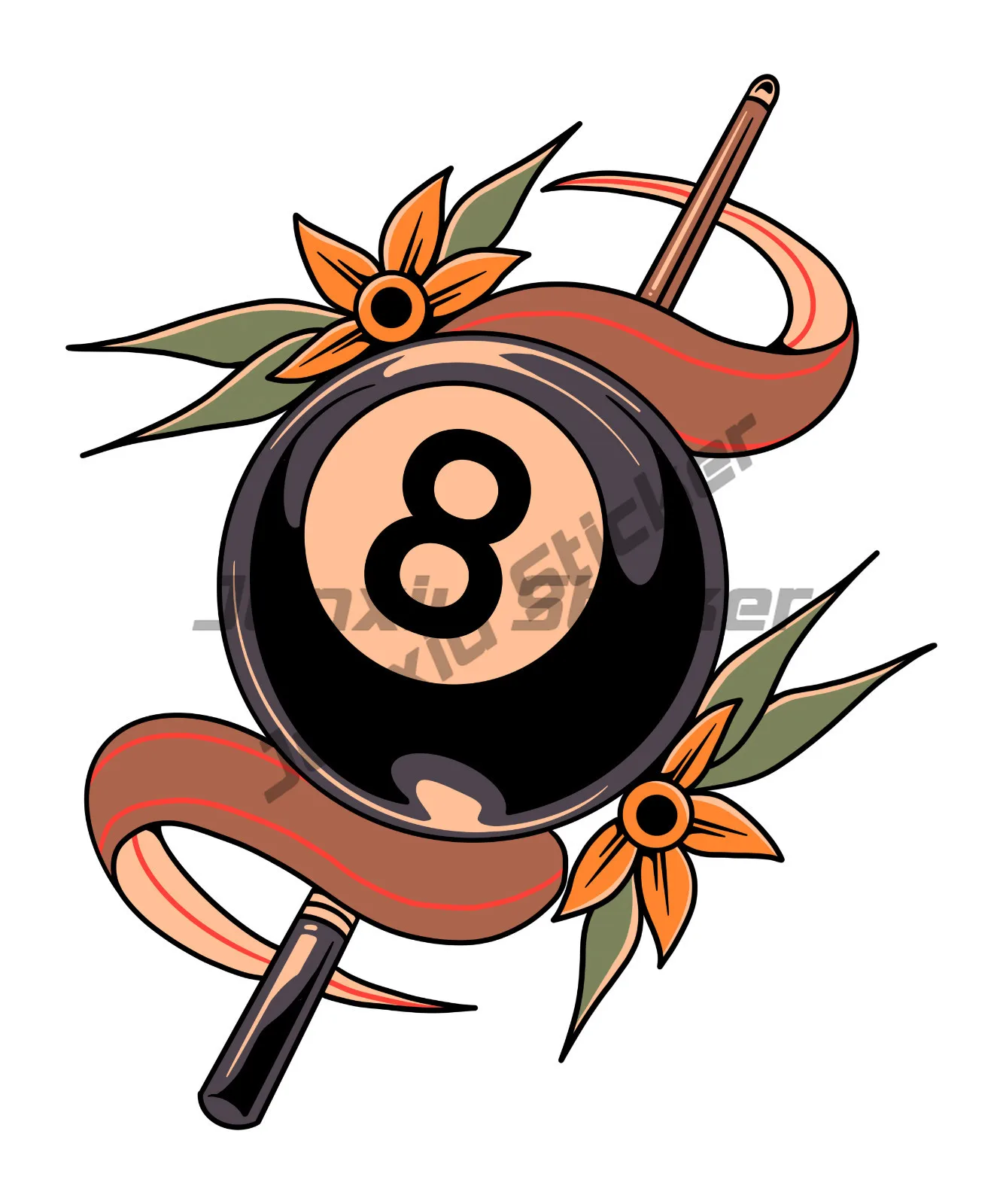 Eight Ball Billiards Retro Car Stickers Creative Windshield Rearview Mirror Electric-Bicycle JDM Decals Car Goods Accessories