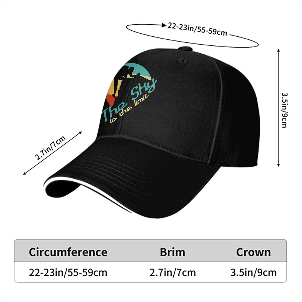 Sky The Limit Bouldering Baseball Caps Peaked Cap Mountain Climber Sun Shade Hats for Men Women