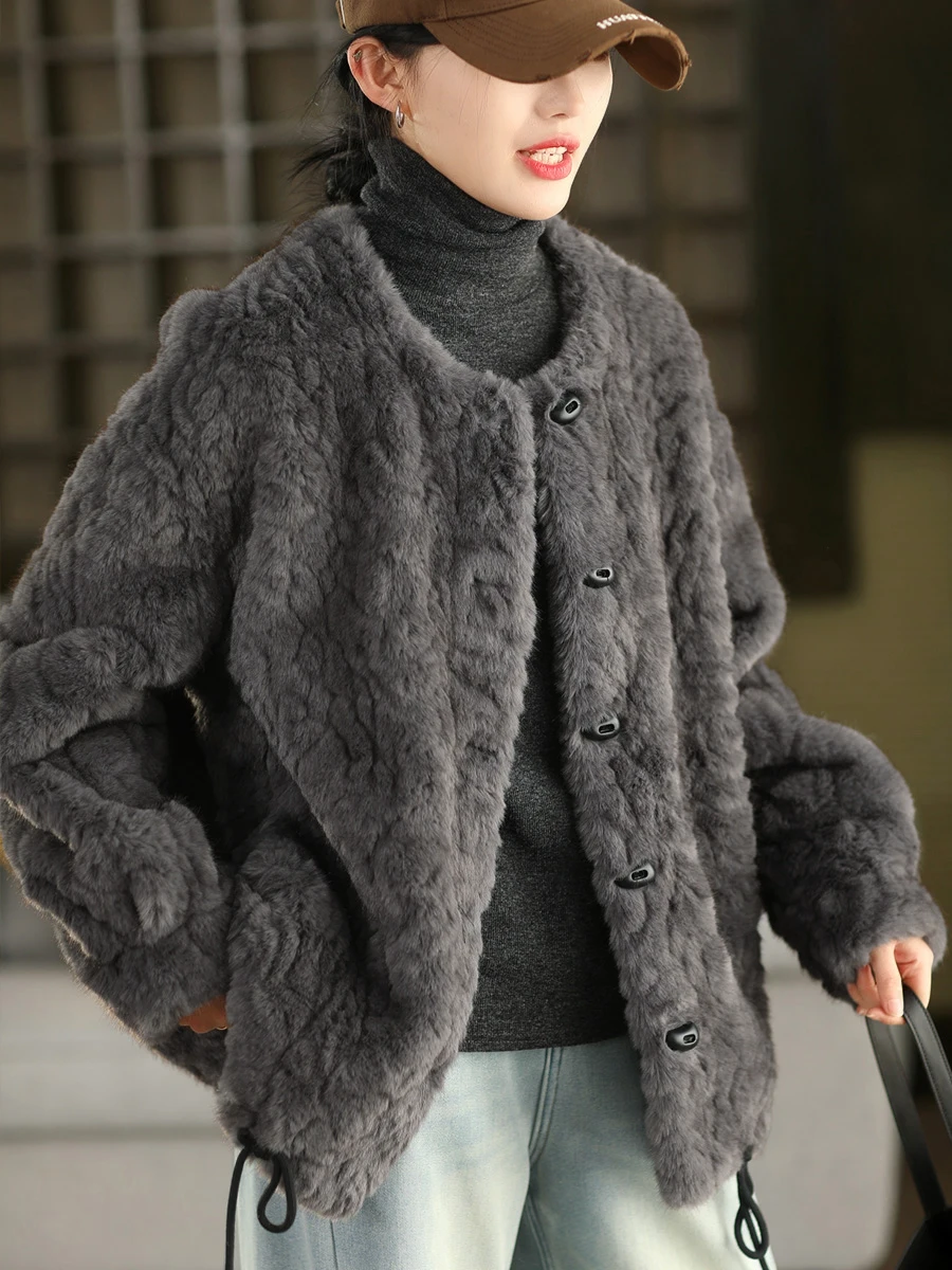 

Gold Label Eco-Friendly Plu Jaet Inner Suede Fur Squirrel Warmth Artificial Fur Thiened Faionable Women's Coat