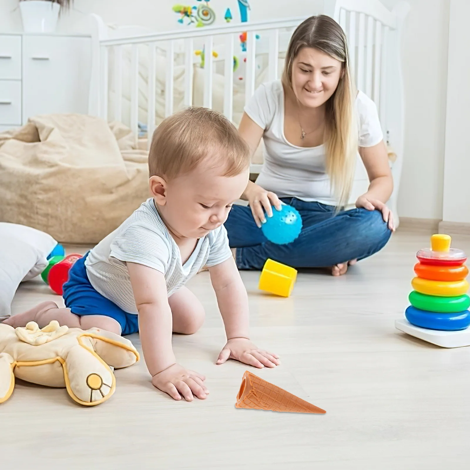 

2pcs Realistic Cream Pretend Play Ice Cream Cone Cone Lifelike Fake Dessert Prop For Cafe Photography Backdrop Pretend Play Food