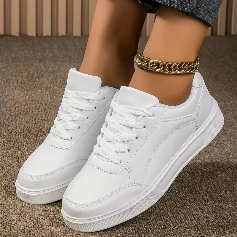 

White Shoes for Women Spring New Casual Flat Women Shoes Comfortable Breathable Outdoor Tennis Walking Shoes Zapatillas De Mujer