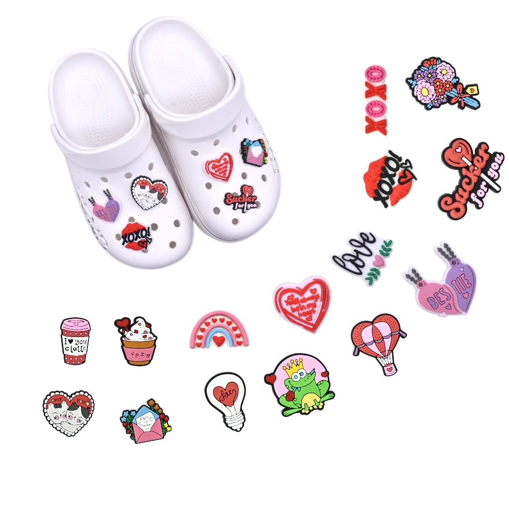 

1pcs New Girls' Valentine's Day collection Charms Shoe Accessories Decorations Fit Wristband Croc Jibz Charm Party Present