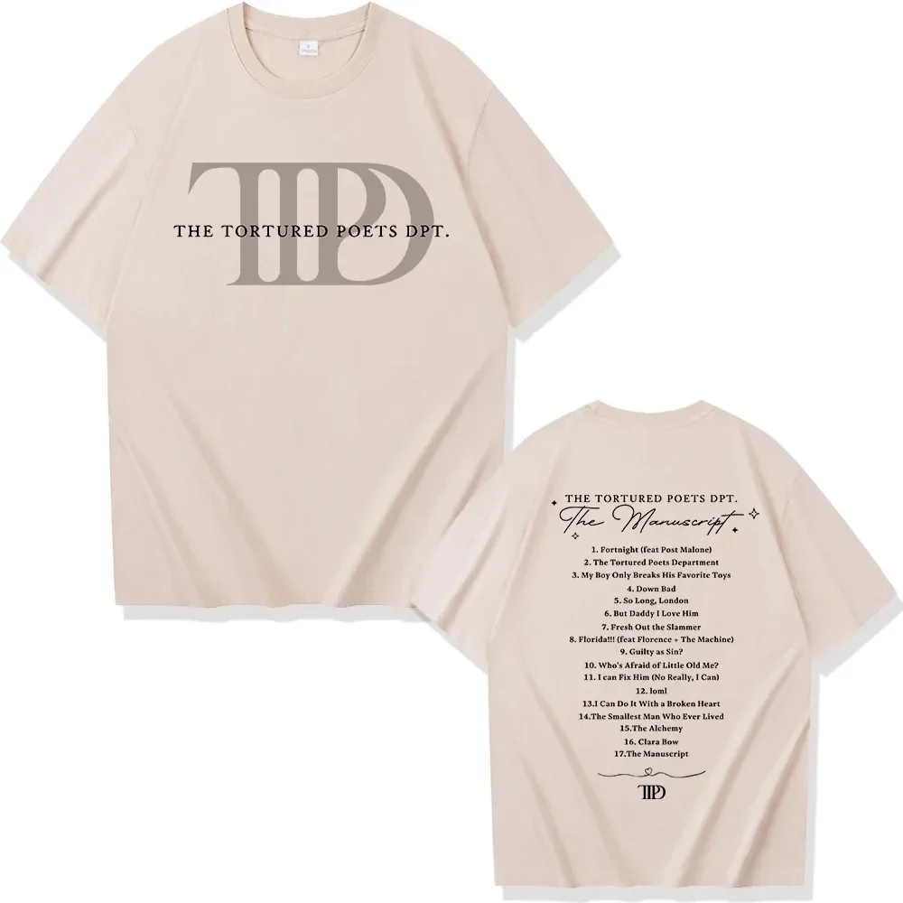 2024 New Album The Tortured Poets Department T Shirt Fashion Men Harajuku Vintage T-Shirt Women High Quality Cotton Tees Shirts