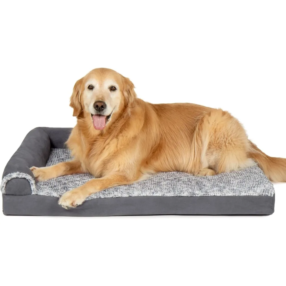 Orthopedic Support Dog Bed with Removable Cushions and Washable Cover, Suitable for Large Dogs up to 95 lbs - Plush Velvet L-Sha