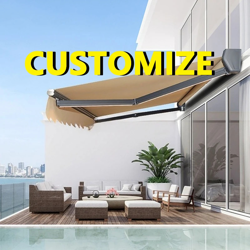 Any Size Custom LED Light Awning Thickened Polyester Fabric Wind Rain Resistant Outdoor Patio Backyard Household Sunshade Facili