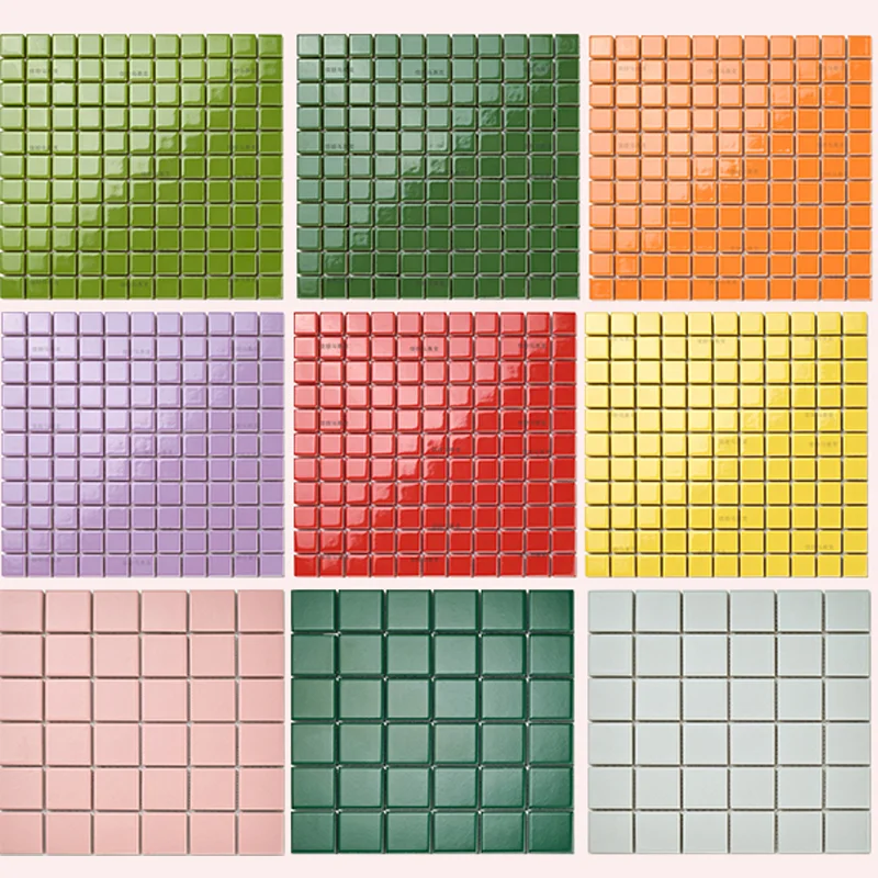Ceramic Mosaic Solid Color Simple Bathroom Kitchen Bedroom Living Room  Solid Color Porch Background Wall Tile Home Decoration