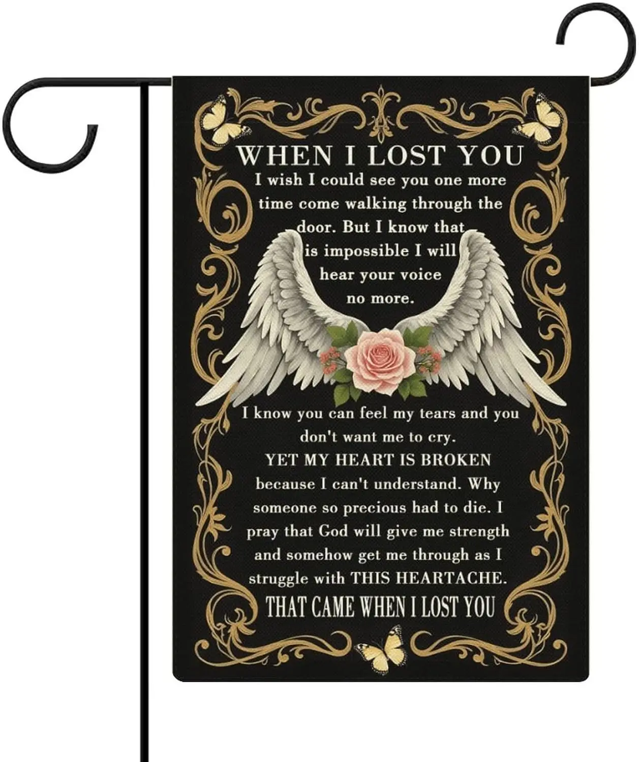 When I Lost You, Memorial Garden Flag 12x18 Inch, Double Sided Outdoor Sign for Home Farmhouse Yard Decoration LLO LLX uui