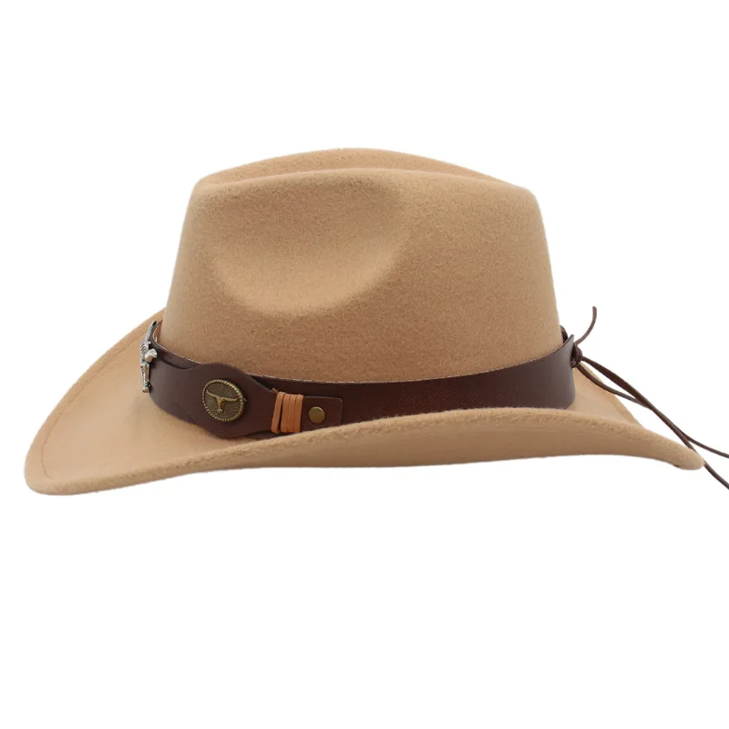 Artificial Suede Western Cowboy Hats Vintage Wide Brim Gentleman Cowgirl Jazz Hat Festival Party Cosplay Felt Hat For Men Women