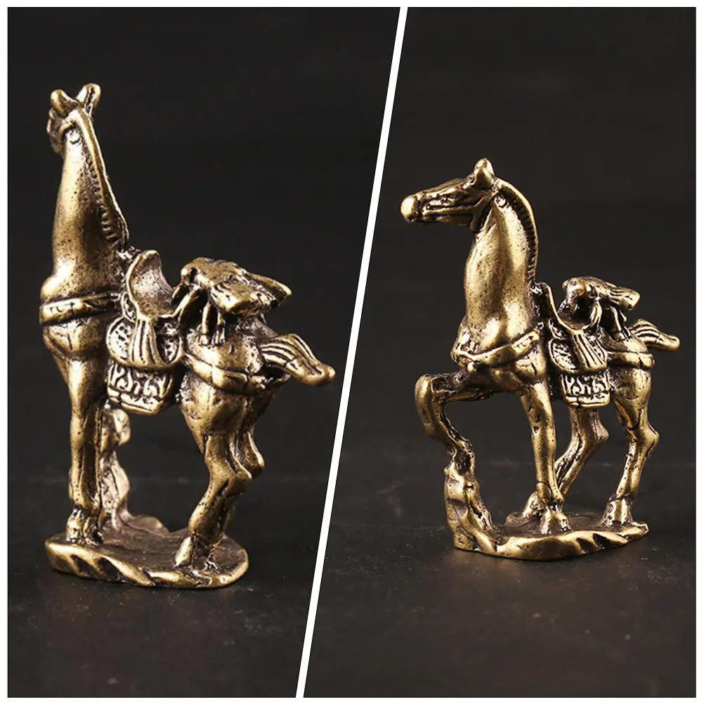 Brass Horse Ornament Sculpture Office Tabletop Decoration Desktop Adornment Horse Craft Collectibles Desktop Decoration