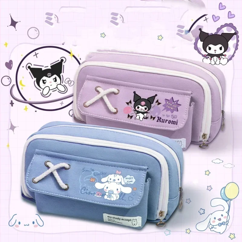 

Sanrio Kawaii Hello Kitty Pencil Cases Kuromi My Melody Student Stationery Exquisite Fashionable Large Capacity Stationery Box