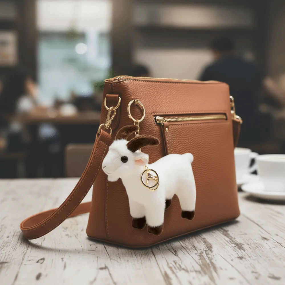 

Soft Stuffed Mini Standing Goat Cute Mini High Fidelity Lifelike Goat Pendant Simulation White Kawai Goat Cool Keyring