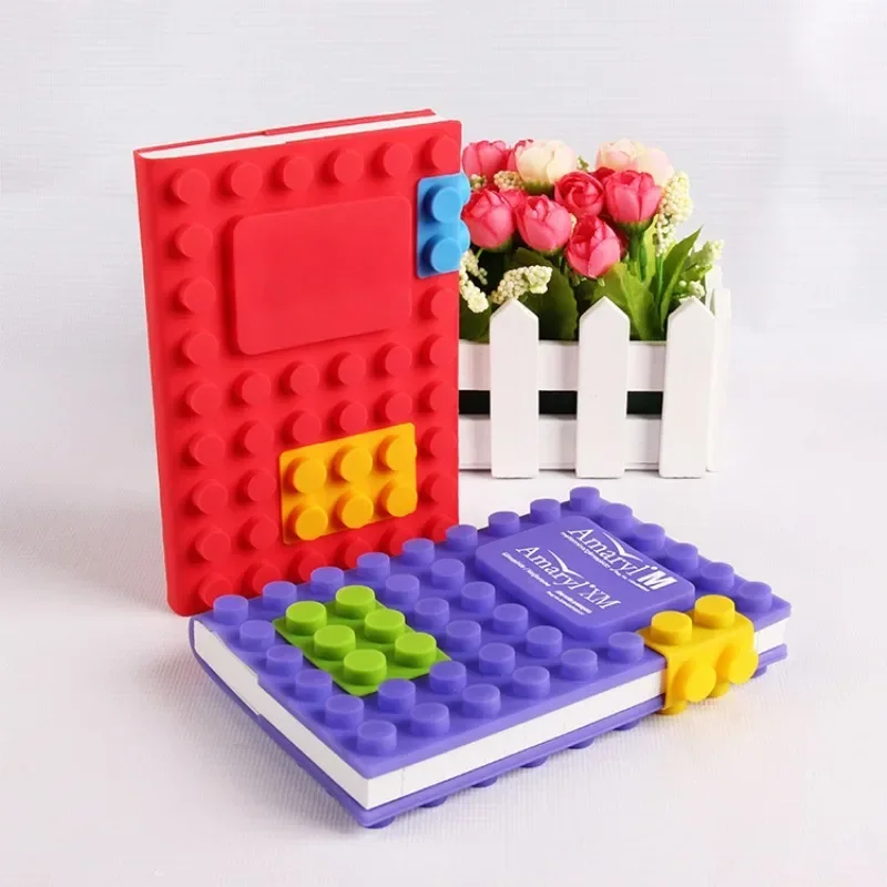 Creative Fun Candy Color Building Blocks Soft Silicone Shell Notebook Cute Student Stationery Journals Book Office Accessories