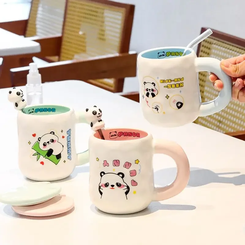 

Personalized Panda Ceramic Mug With Spoon Lid Coffee Cup Cup for Tea Cups Cups and Mugs Free Shipping Drinkware Christmas Gift