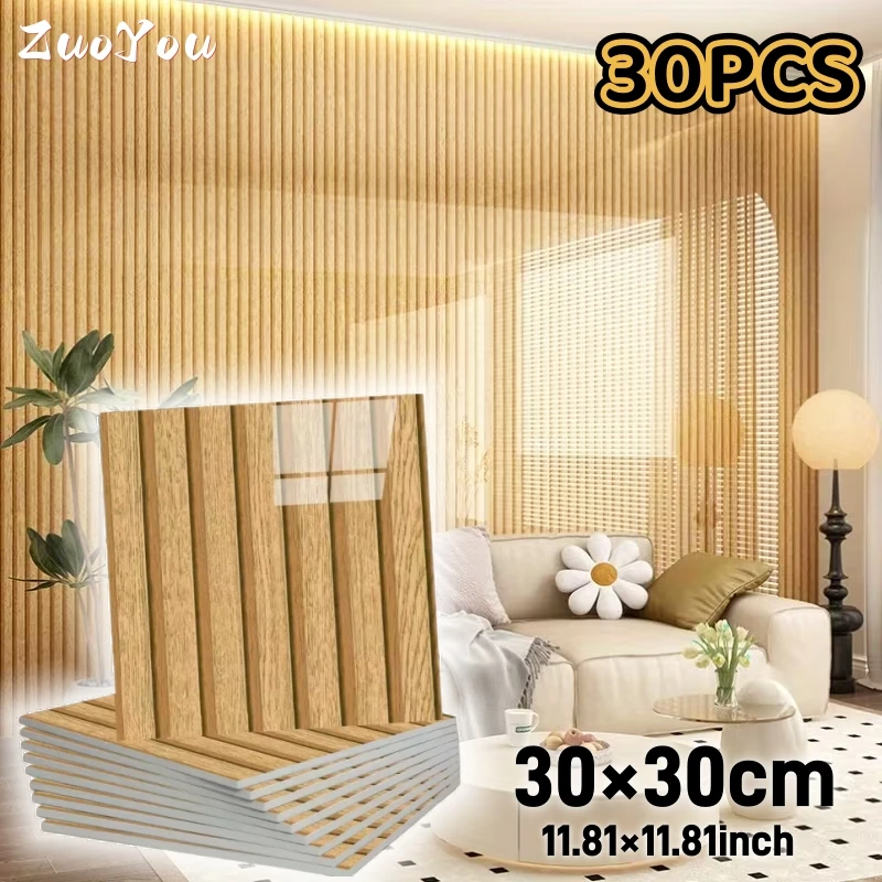 

Wood Grain Glossy Surface Self-adhesive Wallpaper Vinyl Waterproof Wall Sticker for Living Room Bedroom Kitchen Wall Decor 30pcs