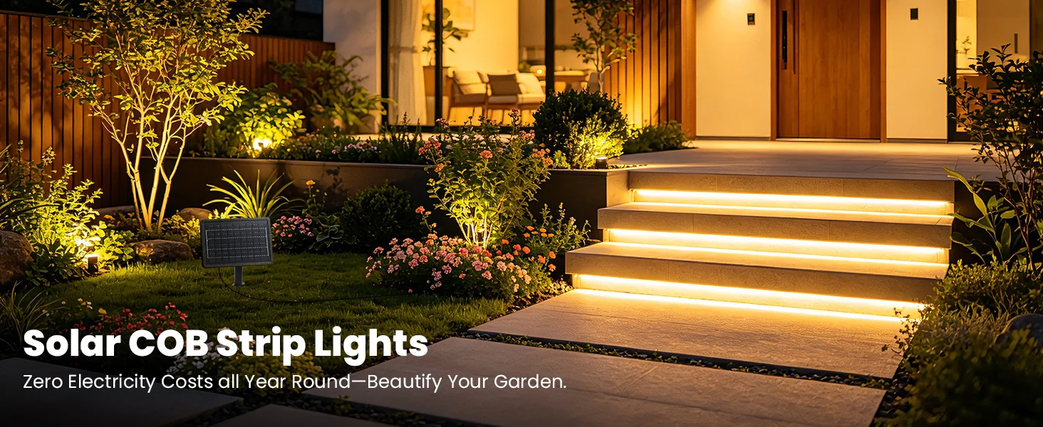 DC24V Solar COB Neon LED Strip 320LEDs/m Waterproof Flexible Silicone Rope Light Outdoor Yard Patio Home Garden Landscape Decor