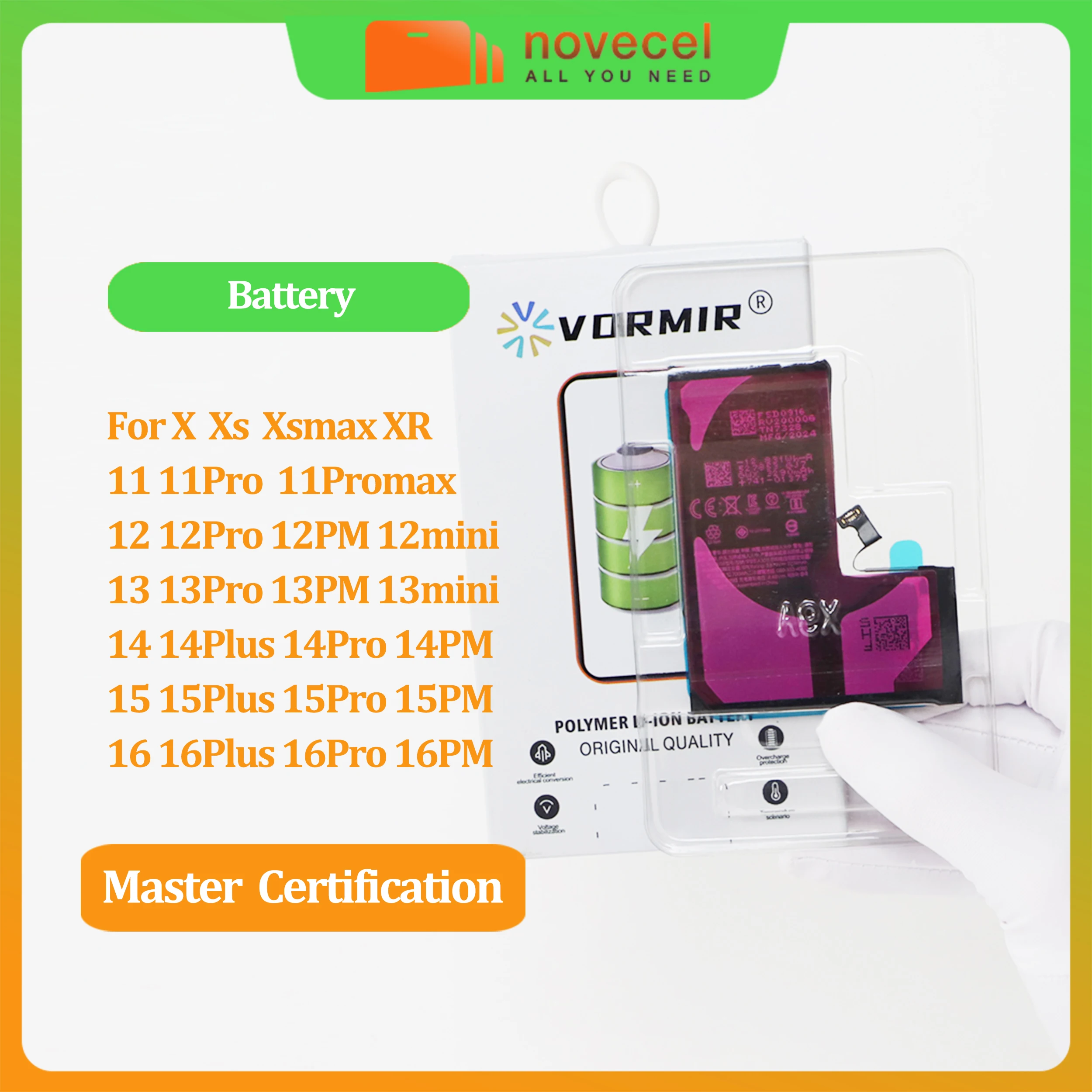 Vormir 5pcs High Capacity Phone Battery Replacement For iPhone 14 15 X XR XS 11 12 13 12 13Mini Max Pro max Warranty One Year