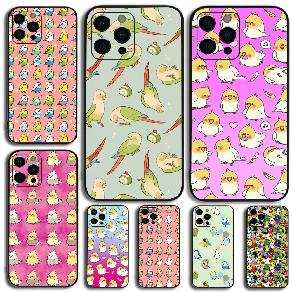 Animal Parrot Bird Phone Case For Apple iPhone 15,14,13,12,11,Pro,X,XS,Max,XR,Plus,Mini Soft Black Cover