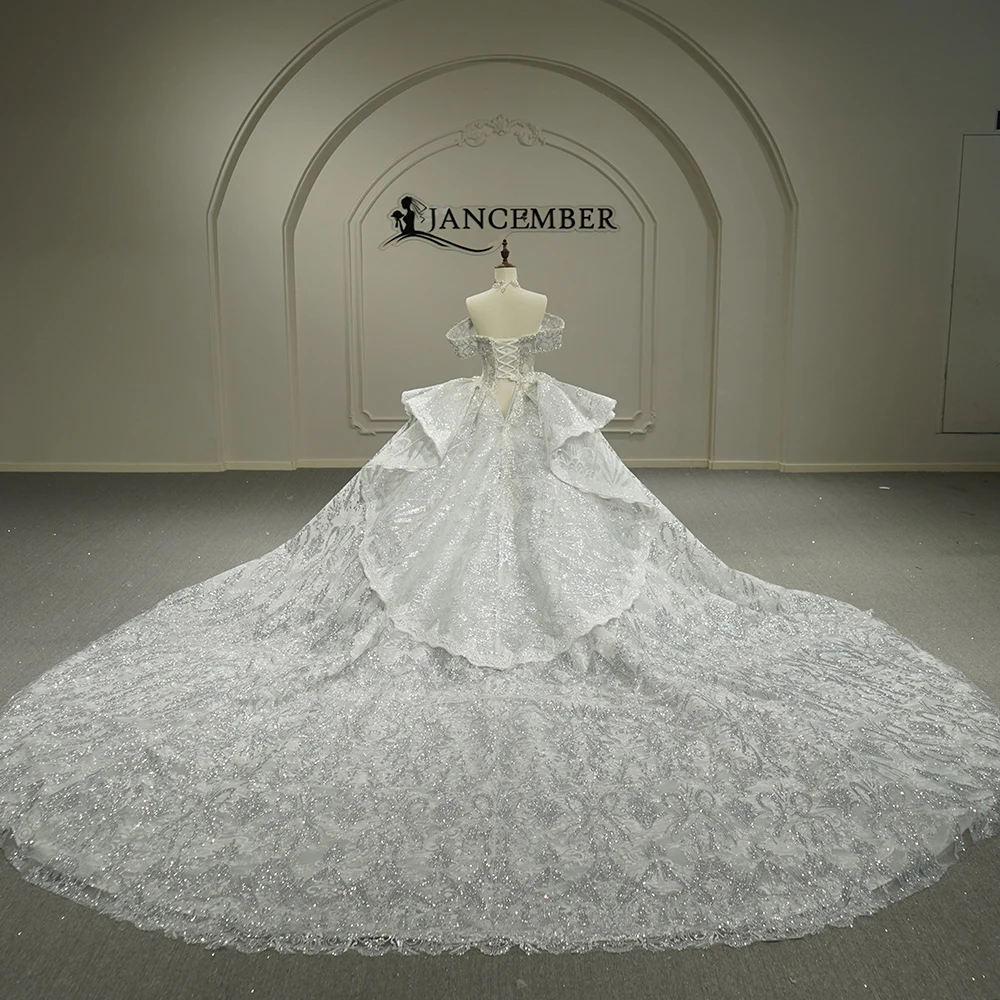 Exquisite Short Sleeve Wedding Dress Sparkly Bridal Gown Customized Charming Ball Gowns Dresses For Bride vestido femininos