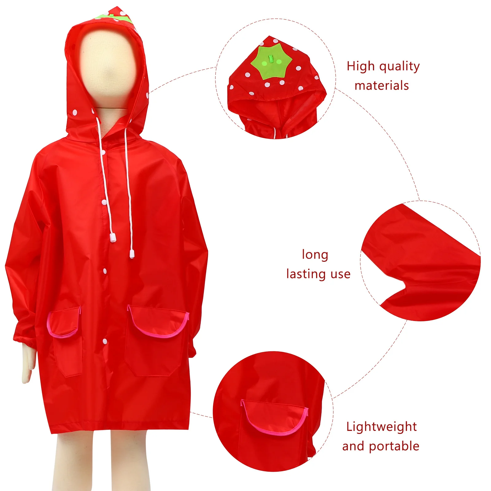 

Raincoat Waterproof Large Hood Eva Lightweight Rainwear For Outdoor Travel School Camping Hiking