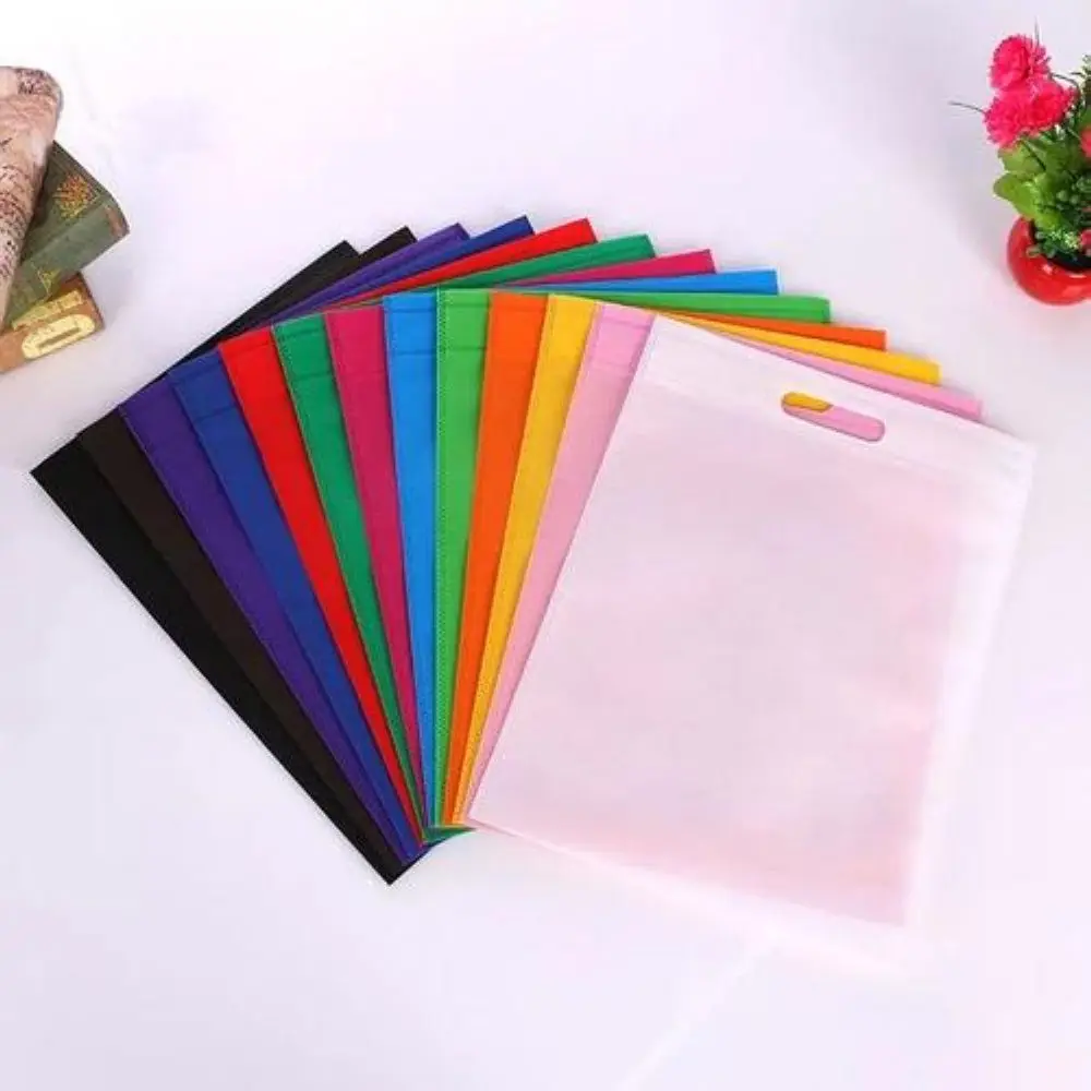 50 pcs retails High Quality Foldable Shopping Bag Women Reusable Fabric Non-woven Tote Bag Pouch Lunch Eco Bag Grocery Shopping