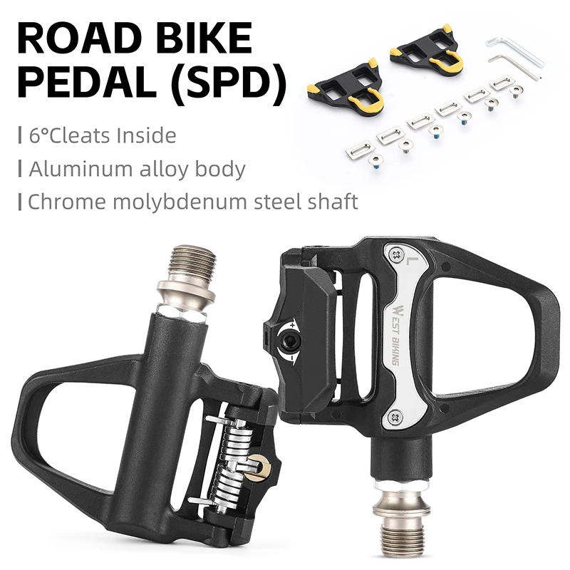 WEST BIKING 9/16 Zoll Rennrad Selbstverriegelnde Pedale Kompatibel mit SPD-System Nylon Aluminiumlegierung DU Gedichtete Lager 6 ° Schwimmklammern – Detail 2