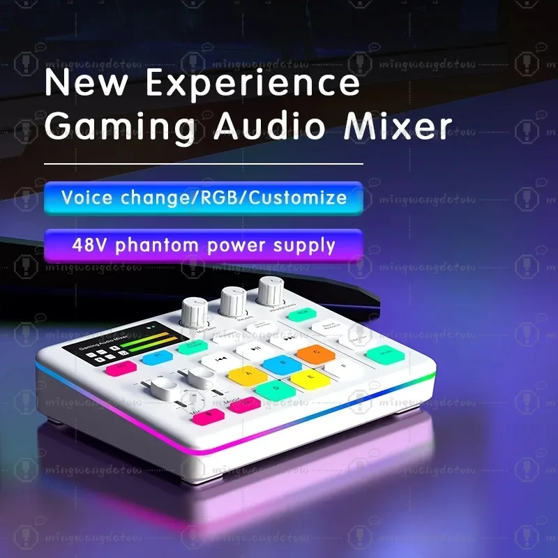 G1 Single Sound Card, 48V Power Supply High-End Model, Professional Singing Live Equipment, with Light Buttons, Easy to Operate