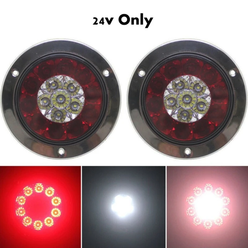 2pcs 12V-24V Truck 16LEDs Turn Light Round Rear Brake Lamp Tail Stop Lamp Drop Shipping