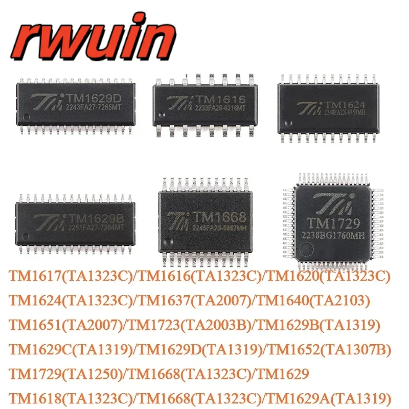 50pcs/10pcs TM1637 TM1650 TM163 TM1651 TM1668 TM1617 TM1629 TM1621 TM7705 TM1620 TM1624 TM1640 LED Drive Control IC Chip TM1652