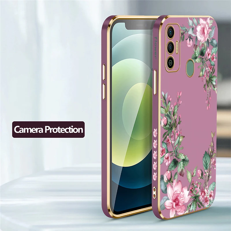 حافظة لهاتف انفينيكس تكنو سبارك 20 20C 7 8 10 Pro 8C 7T 5 Air 5 6 Go 2024 2023 2022 2021 2020 غطاء مقاوم للصدمات مطلي بالزهور