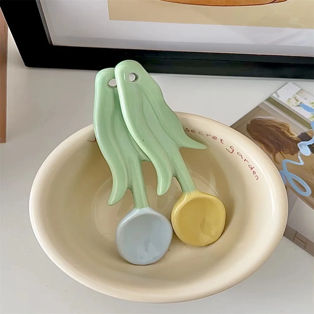 1/2/3PCS Ice Cream Dessert Spoon Creative Flower Coffee Spoon Good Looking Spoon Kitchen Tableware Kitchen Tool Ceramic Spoon