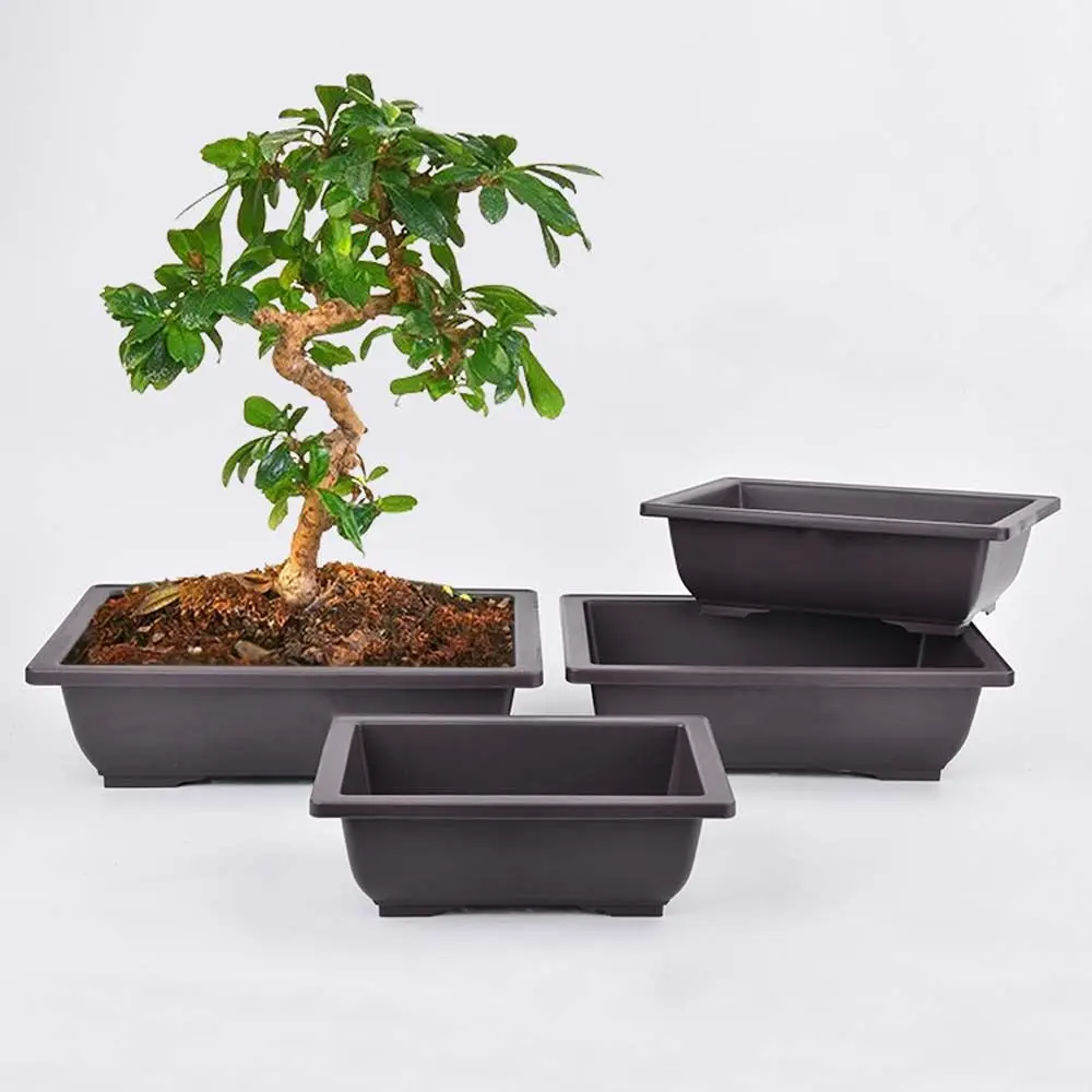 Dark brown Square/Rectangle Succulents Balcony Planters Nursery Pots Garden Supplies Bonsai Pots