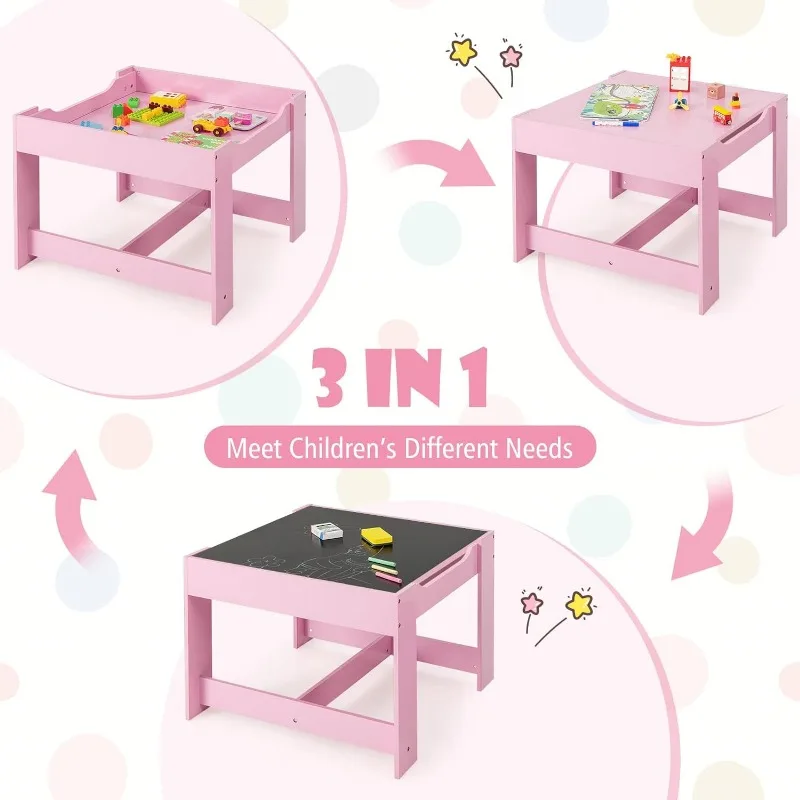 Table et chaises en bois pour enfants, tableau noir, égouts de proximité de stockage, table multi-activités pour apprendre et jouer