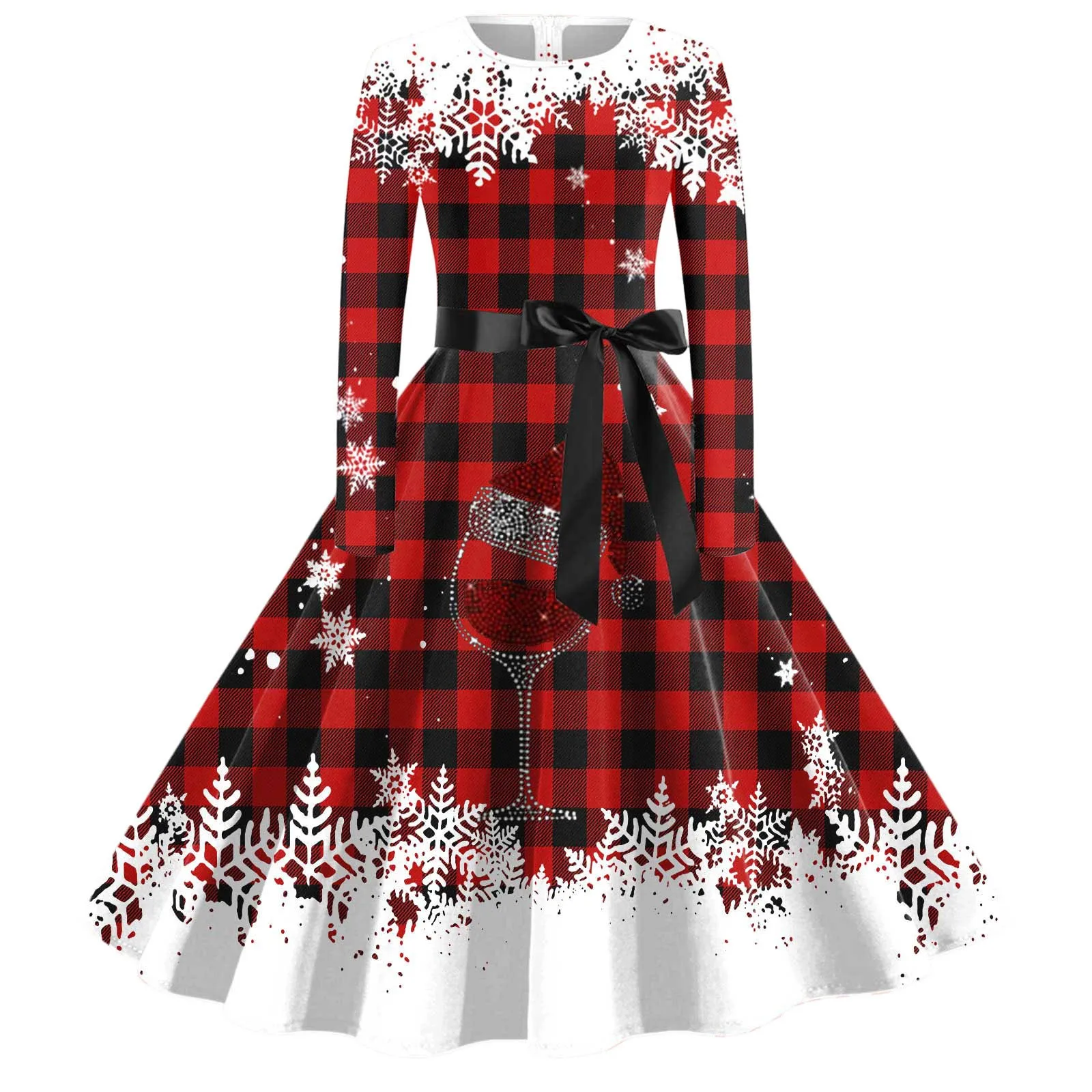 Robe de Noël Pin-Up Rockabilly pour Femme, Robe de Soirée Cosplay Sexy, Père Noël, Imprimé Neige, Cocktail, Bal, Hiver