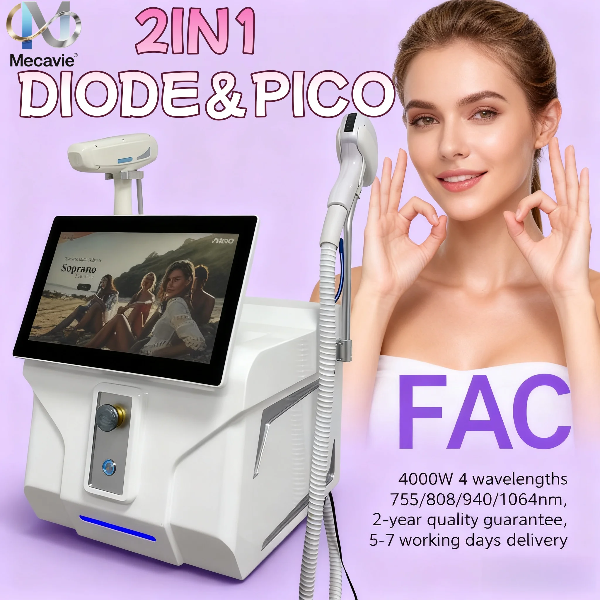 

CE Certified! 4000W Diode/Pico Combo｜Clinic Results & TEC Cooling｜2-Yr Warranty｜2025 Upgraded Pain-Free Precision