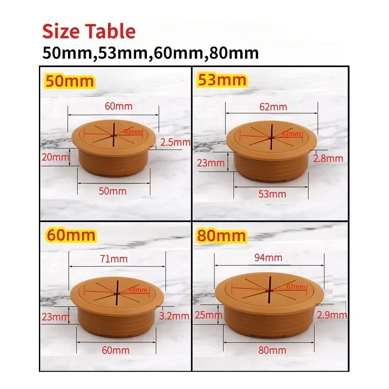 1PCS 50/53/60/80mm Desk Wire Hole Cover ABS Plastic Round Cable Box Computer Hole Table Line Hole Cover Decorative 8-color