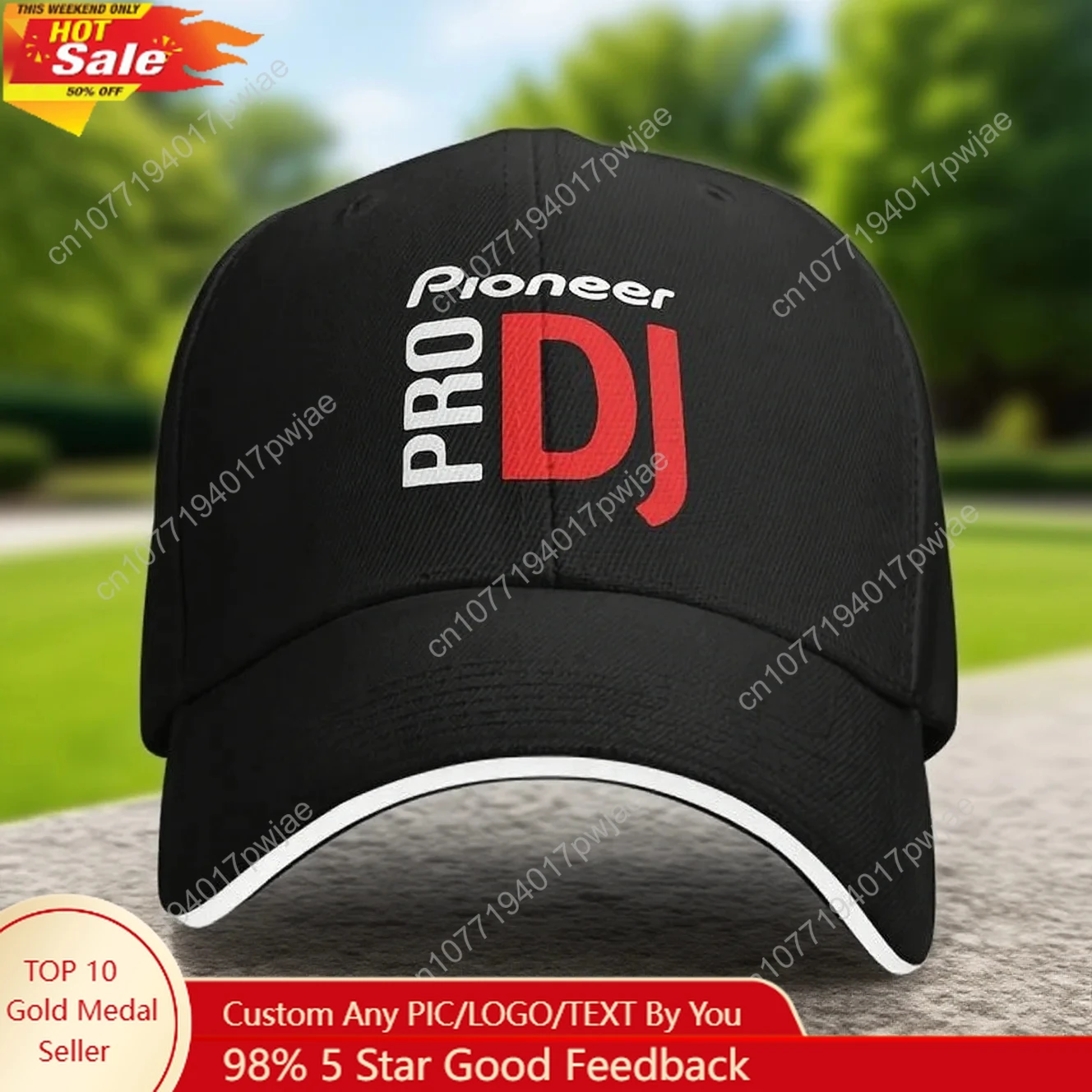 

Polyester Pioneer DJ Cap Polyester Casual Alphabet Lightweight Non-Stretch Summer Baseball Cap for Women Men Outdoor