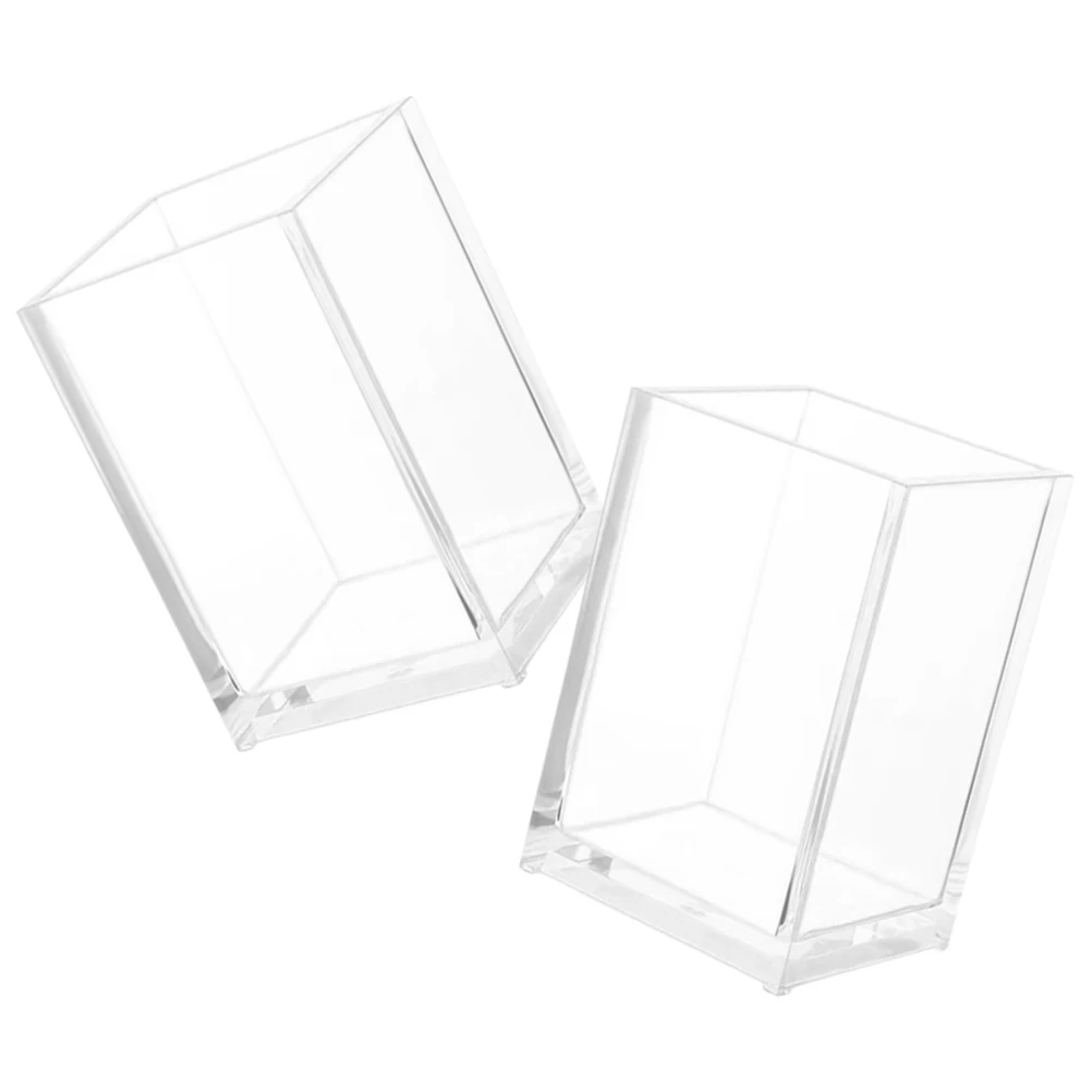 

2pcs Clear Makeup Holders Organizer For Vanity Table Stable Brush Storage Cup Case Large Acrylic Makeup Box Organizer