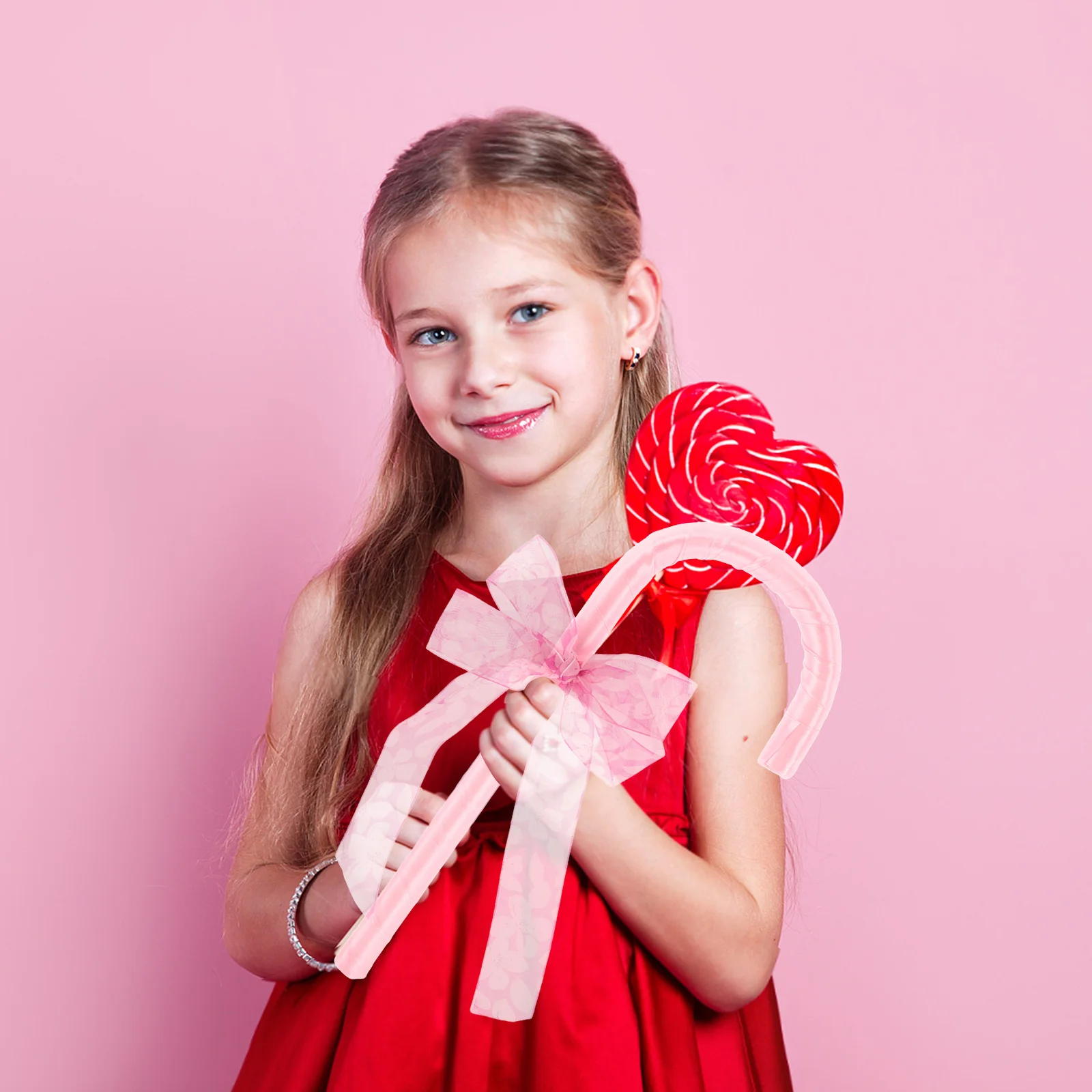 Béquilles à nœud papillon rose pour enfants, accessoire de canne pour fête de noël, jeu de rôle, baguette de danse, accessoire de robe fantaisie pour le personnel