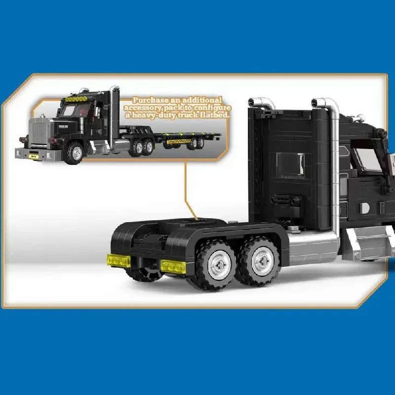 Blocos de Montar de Caminhão Pesado Americano, Veículo de Transporte Criativo, Modelo de Tijolo com Vista da Cidade, Brinquedo para Meninos, Presentes para Adultos e Crianças, 873PCS