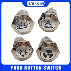 19mm Latching Metal LED Push Button Switch Dashboard warning car overhead light emergency signal lighting ventilation fan switch