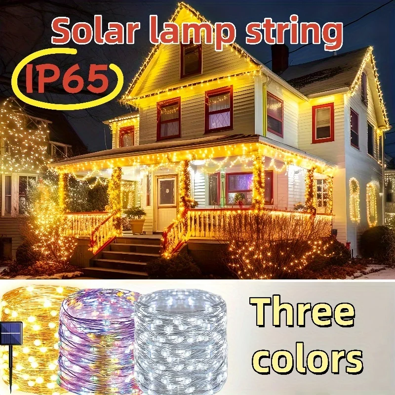 Solar LED Fairy Light Copper Wire Garland Light Waterproof 8 Modes String Lights Christmas Party Garden Solar Lamp Decoration
