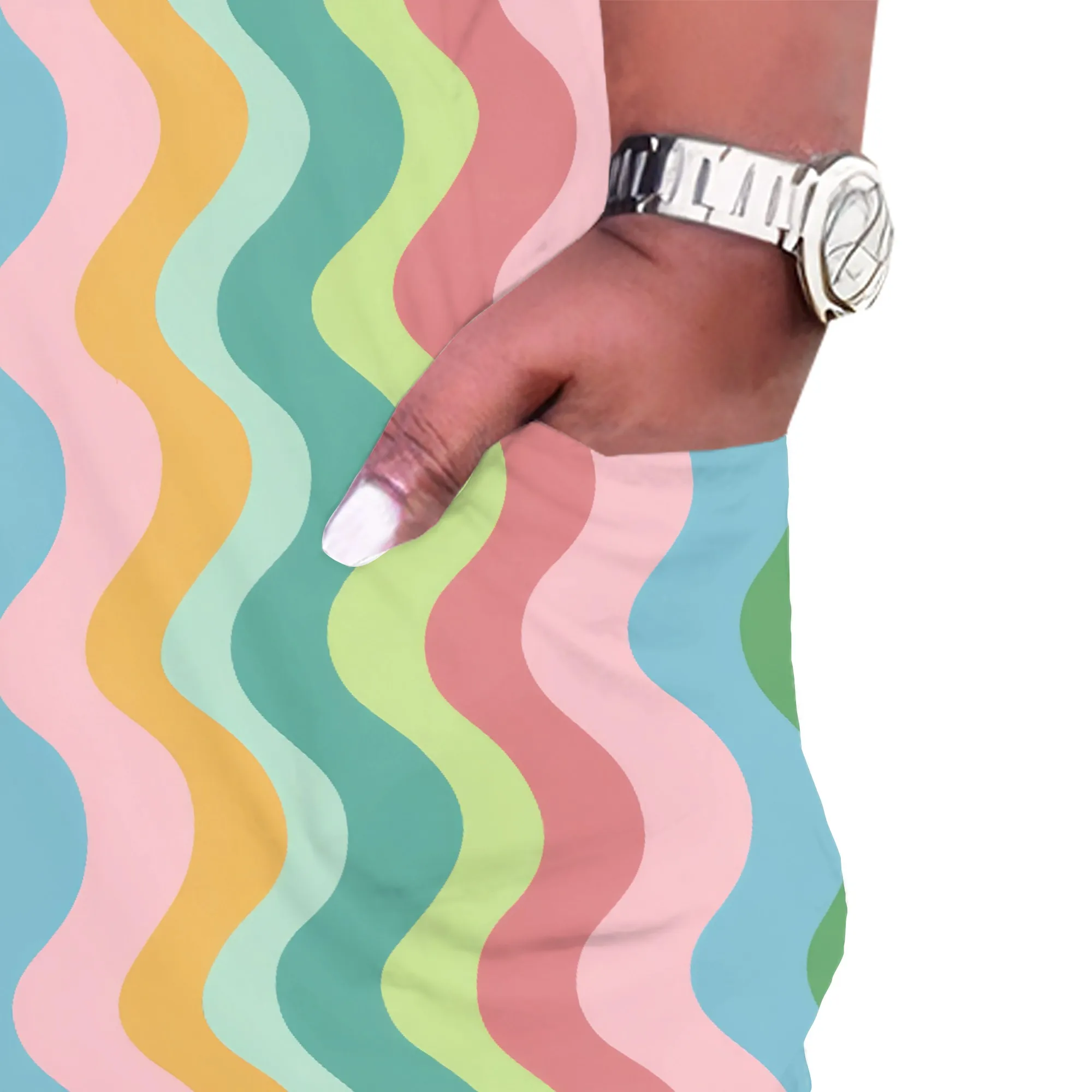 Women Summer Plus Size Dress Stripe Printed V Neck Loose Oversize Dresses Short Sleeve Party Vacation Midi Sundress