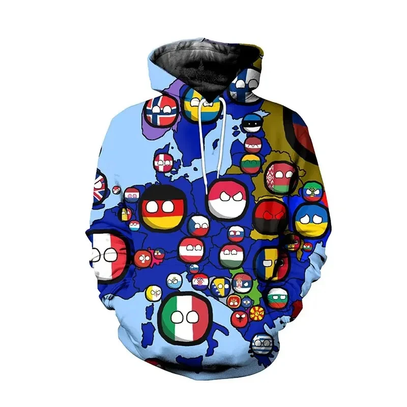 Funny Countryball 3D Printed Hoodies For Men Clothes Polandball Graphic T Shirts National Ball Kids Hoody Casual Women Boy Tops